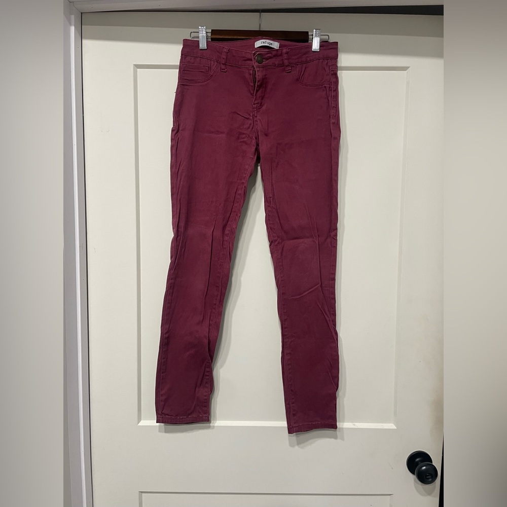 Refuge Women's Dark Red Skinny Jeans